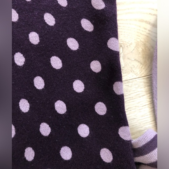 Silkwear Purple Polka Dot Buttoned V-Neck Belted Knit Cardigan Top Blouse - Picture 12 of 16